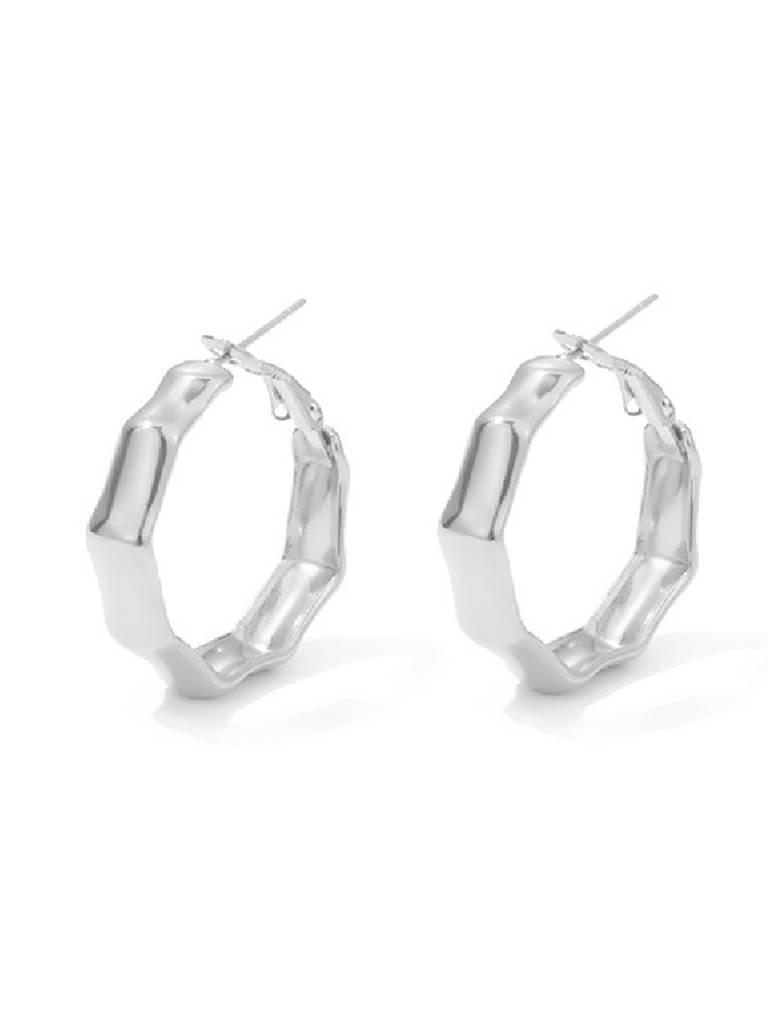 Womens Octagon Hoop Earrings : ER109-S