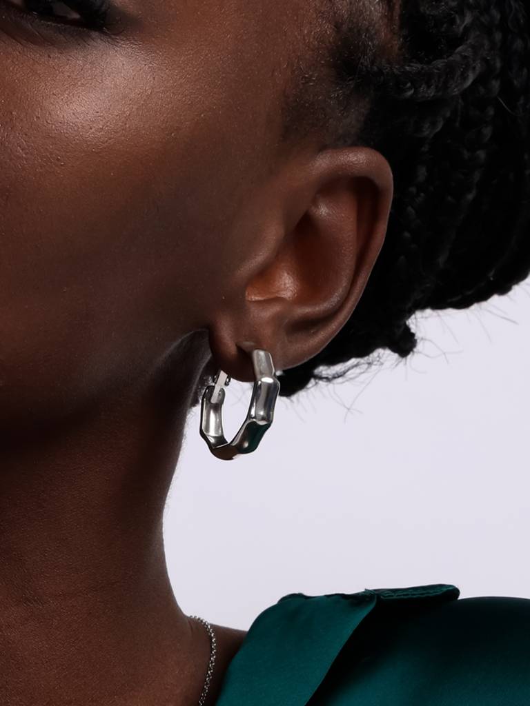 Womens Octagon Hoop Earrings : ER109-S
