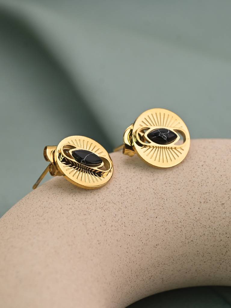 Turquoise Titanium Stud Earrings : ER123-B