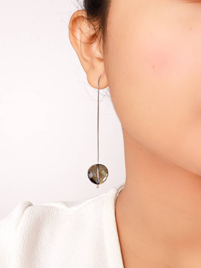Silberry 925 Sterling Silver Black Sky Swarovski Earrings : ER1278