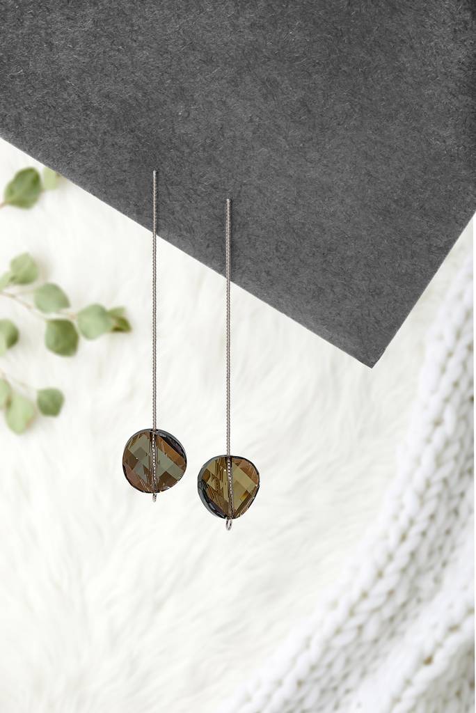 Silberry 925 Sterling Silver Black Sky Swarovski Earrings : ER1278