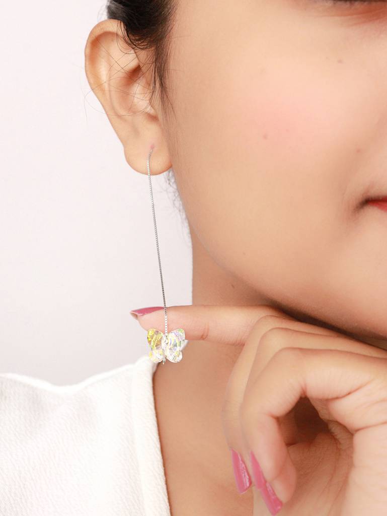 Silberry 925 Sterling Silver Butterfly Slay Swarovski Earrings : ER1313