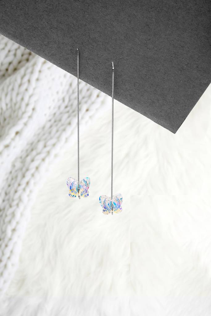 Silberry 925 Sterling Silver Butterfly Slay Swarovski Earrings : ER1313