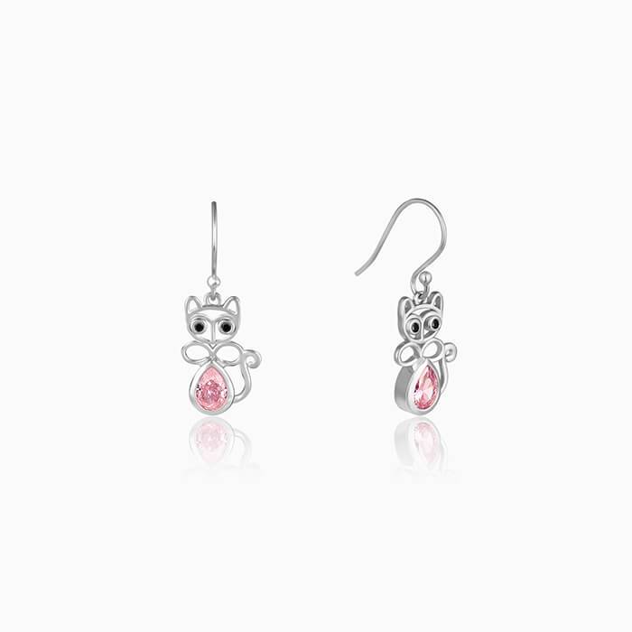 Silver Pink Persian Earrings : ER01336