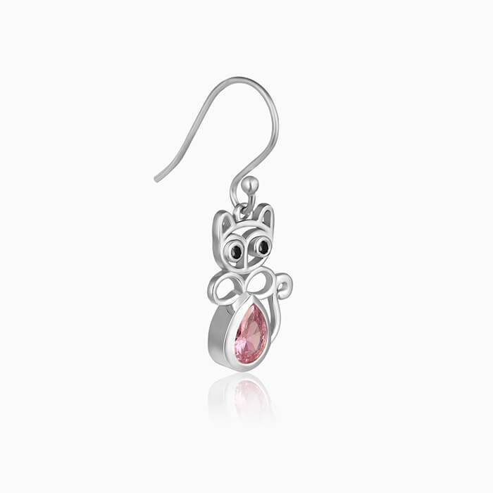 Silver Pink Persian Earrings : ER01336