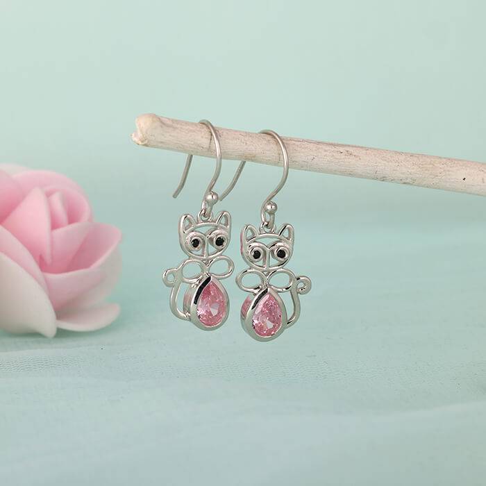 Silver Pink Persian Earrings : ER01336