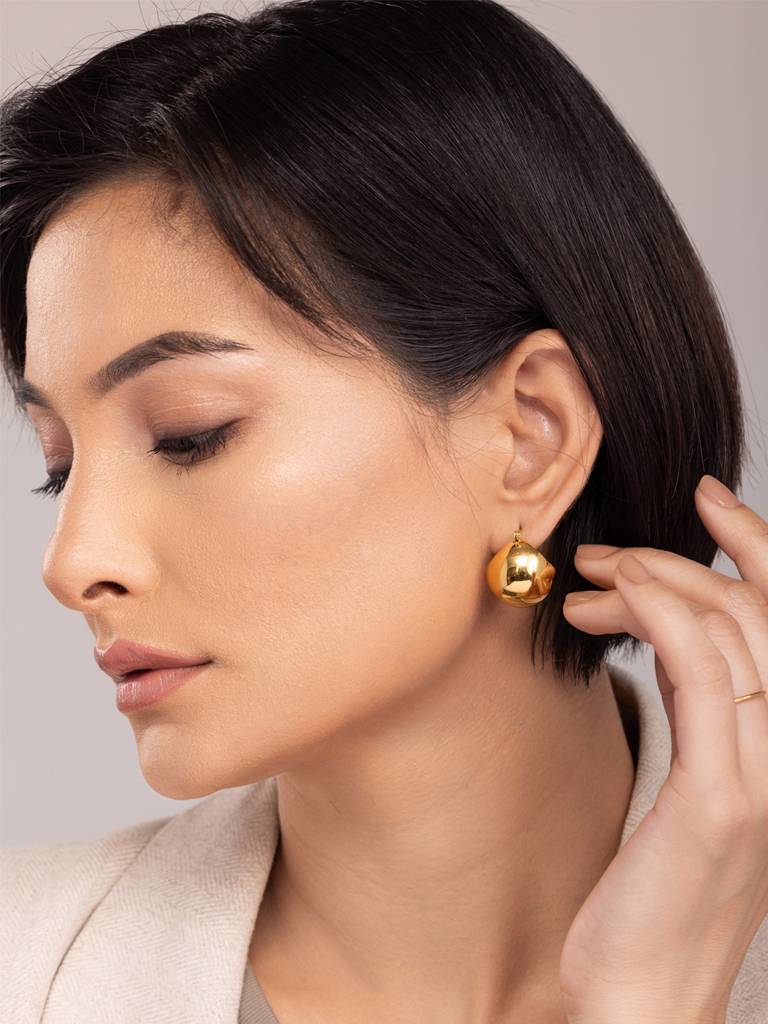 Stainless Steel Ball Hoop Earrings : ER151