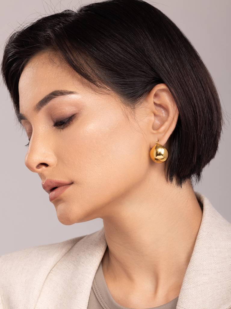 Stainless Steel Ball Hoop Earrings : ER151