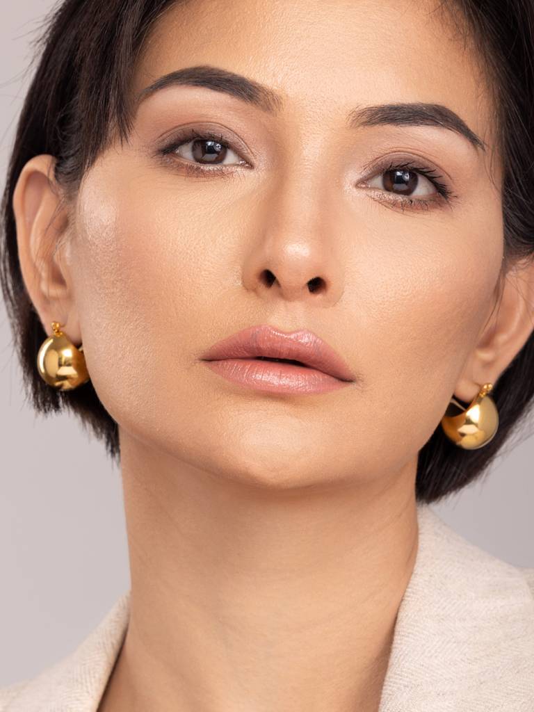 Stainless Steel Ball Hoop Earrings : ER151