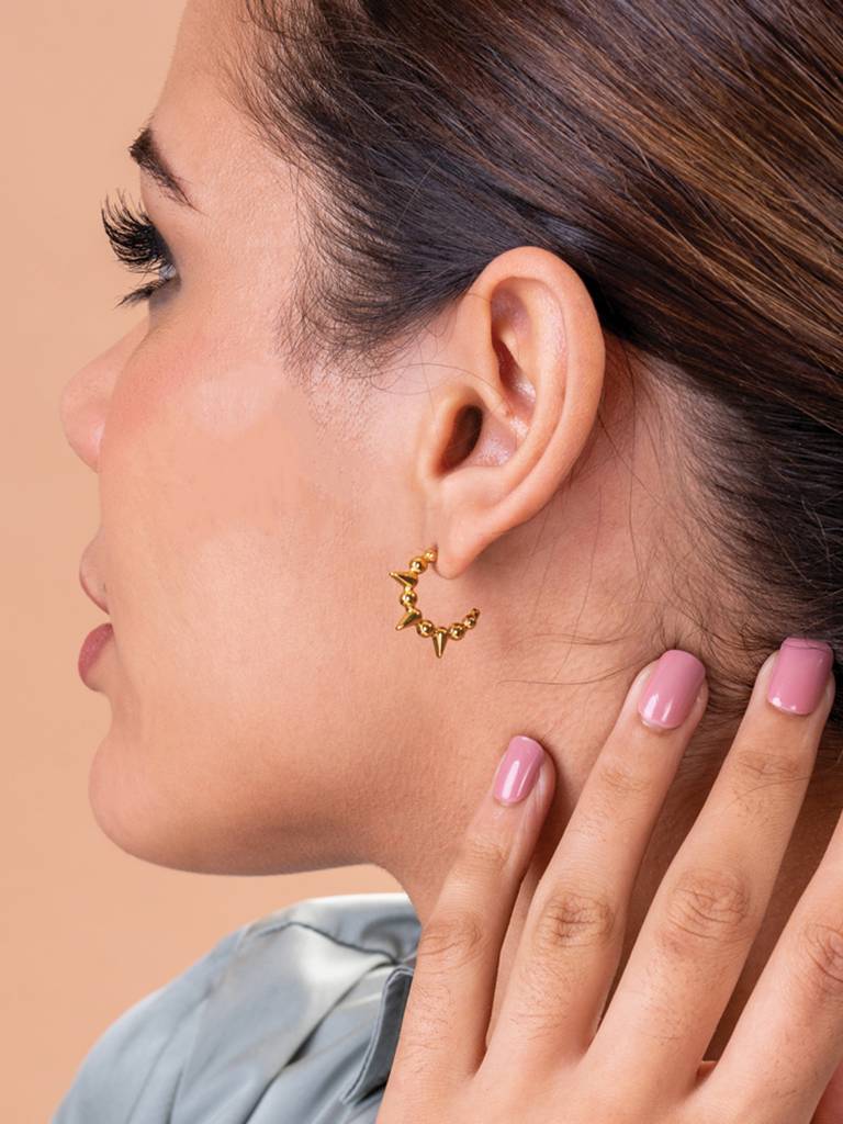 Palmonas 18K Gold Plated Soft Spikes Hoop Earrings For Womens Waterproof & Anti-Tarnish : ER157