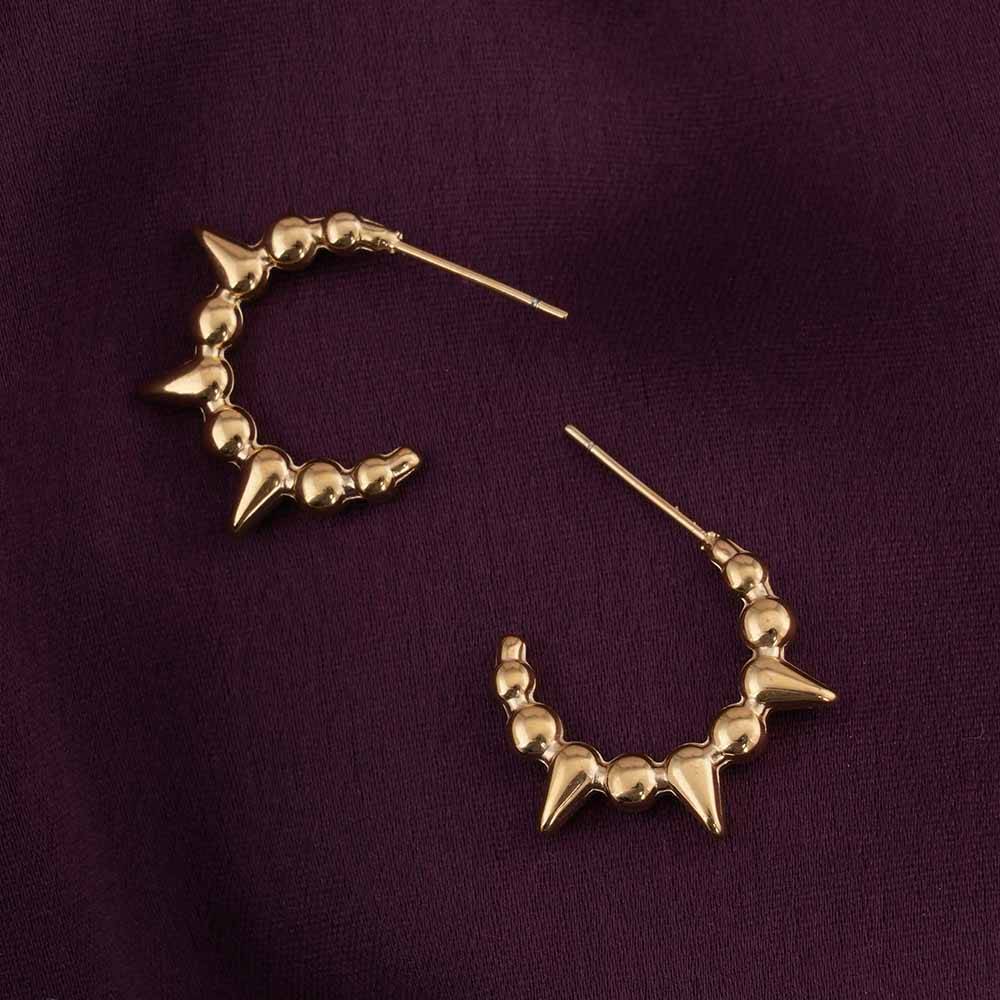 Palmonas 18K Gold Plated Soft Spikes Hoop Earrings For Womens Waterproof & Anti-Tarnish : ER157