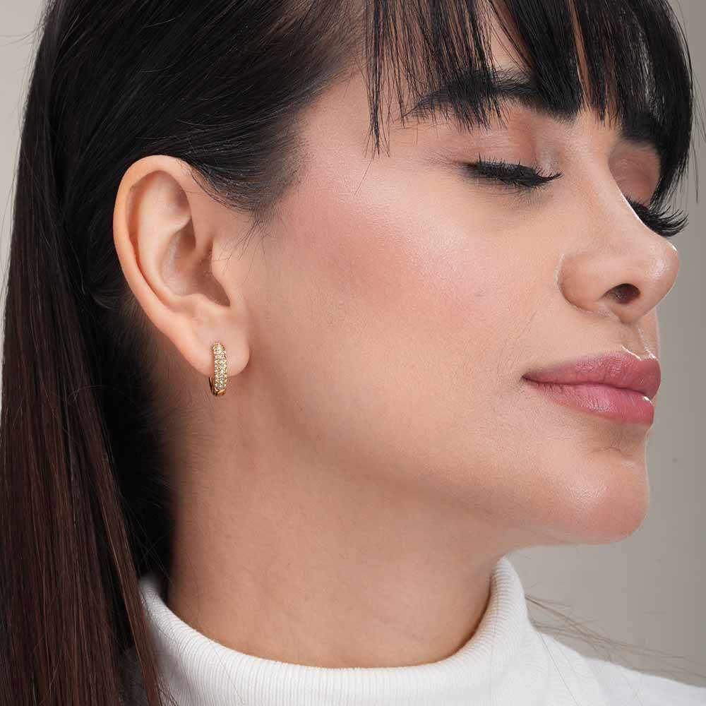 Diamond Huggie Hoop Earrings For Womens Waterproof & Anti-Tarnish : ER159