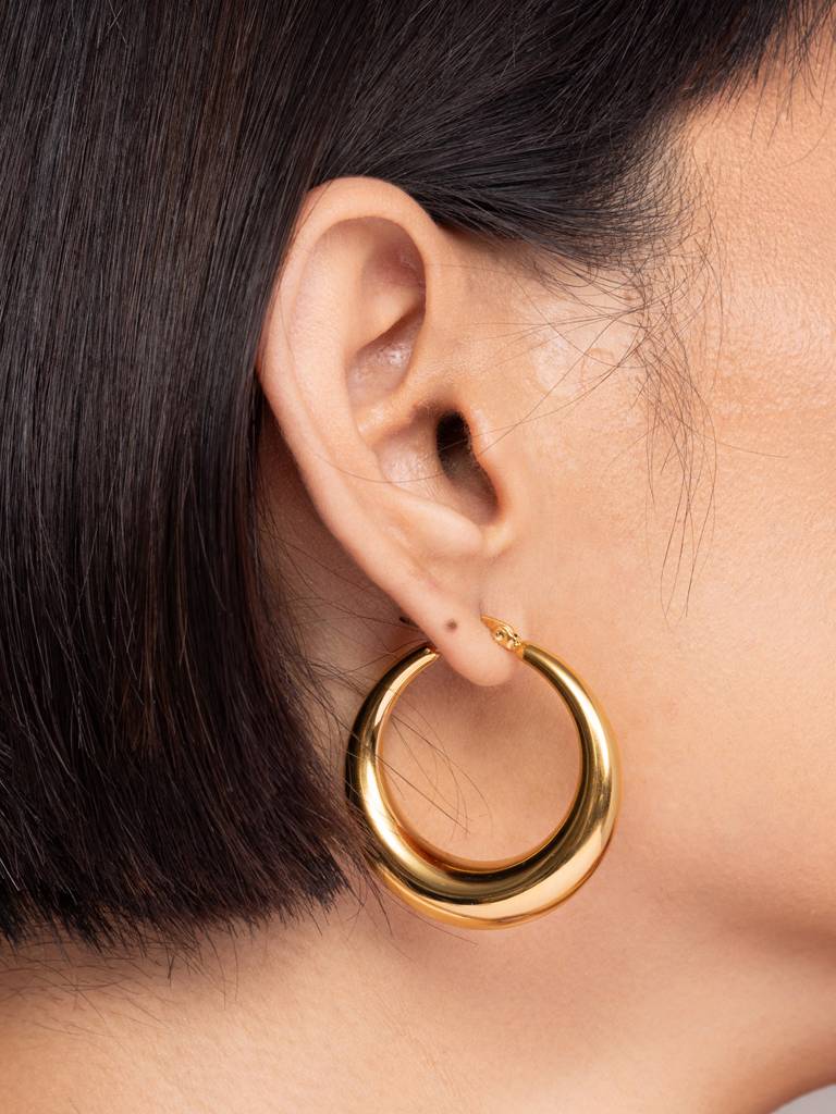 Chunky Solitaire Hoop Earrings : ER161