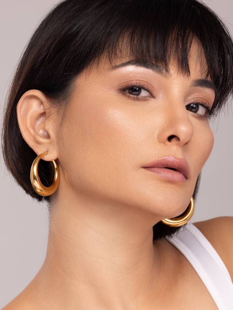 Chunky Solitaire Hoop Earrings : ER161