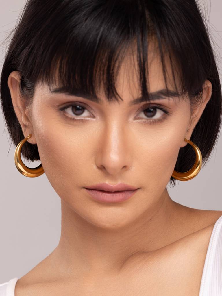 Chunky Solitaire Hoop Earrings : ER161