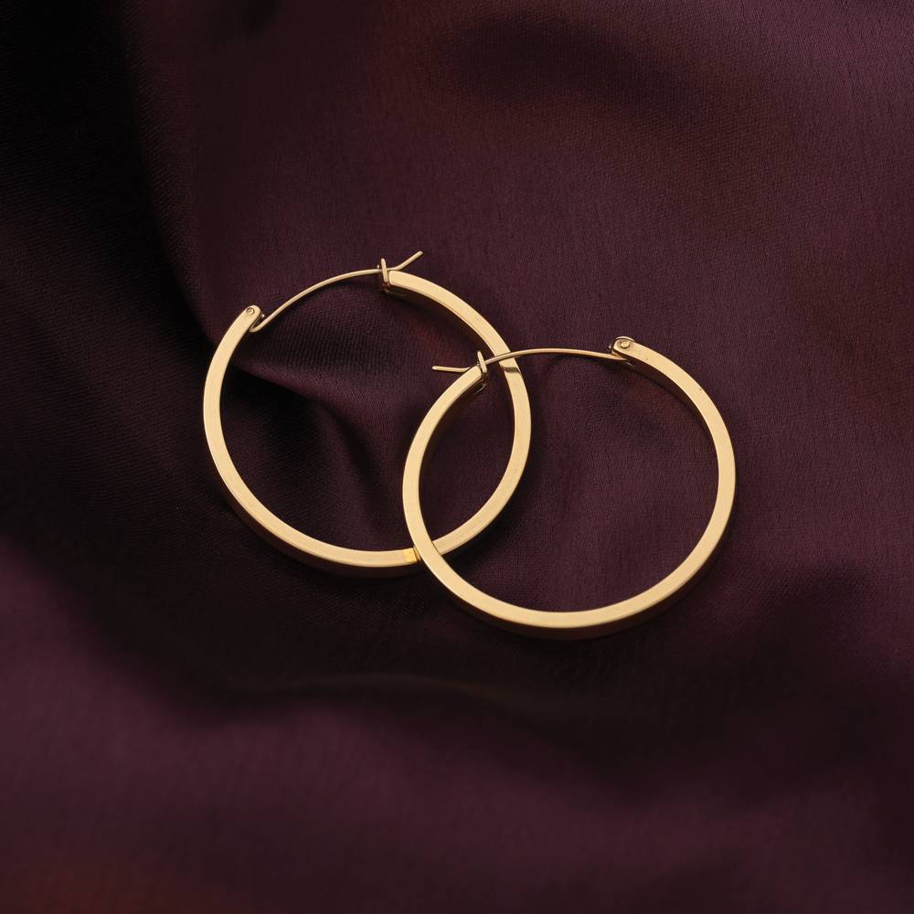 Flat Round Hoop Earrings : ER162