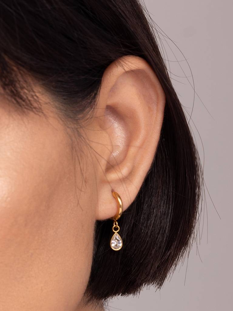 Solitaire Drop Hoop Earrings : ER172