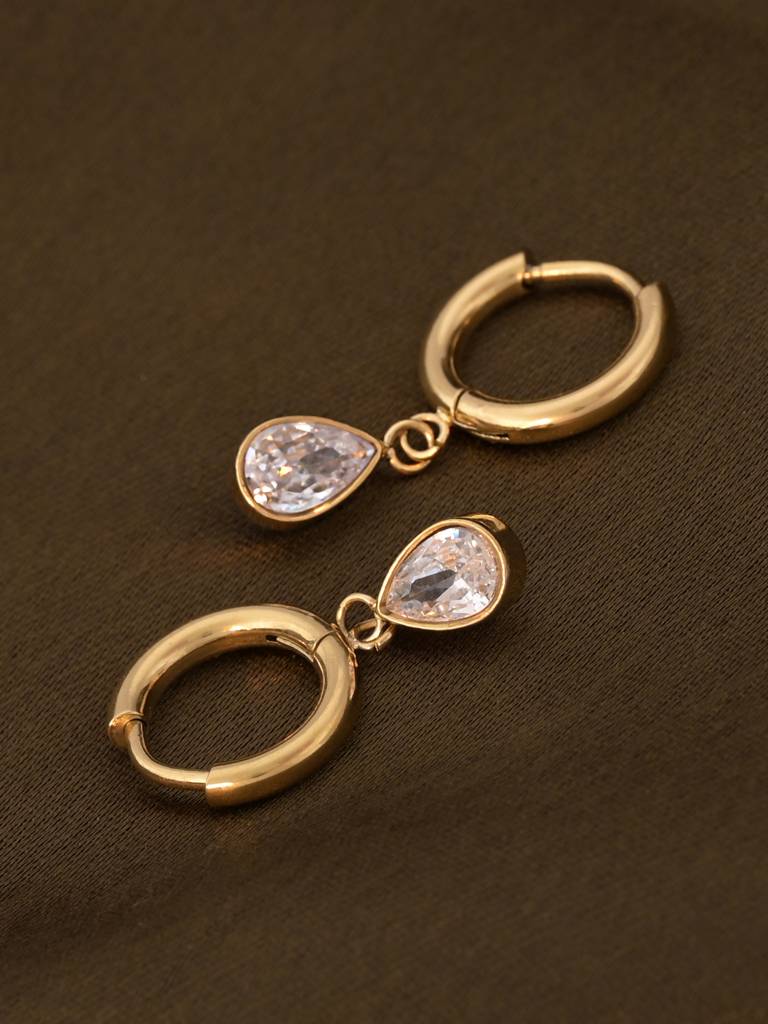 Solitaire Drop Hoop Earrings : ER172