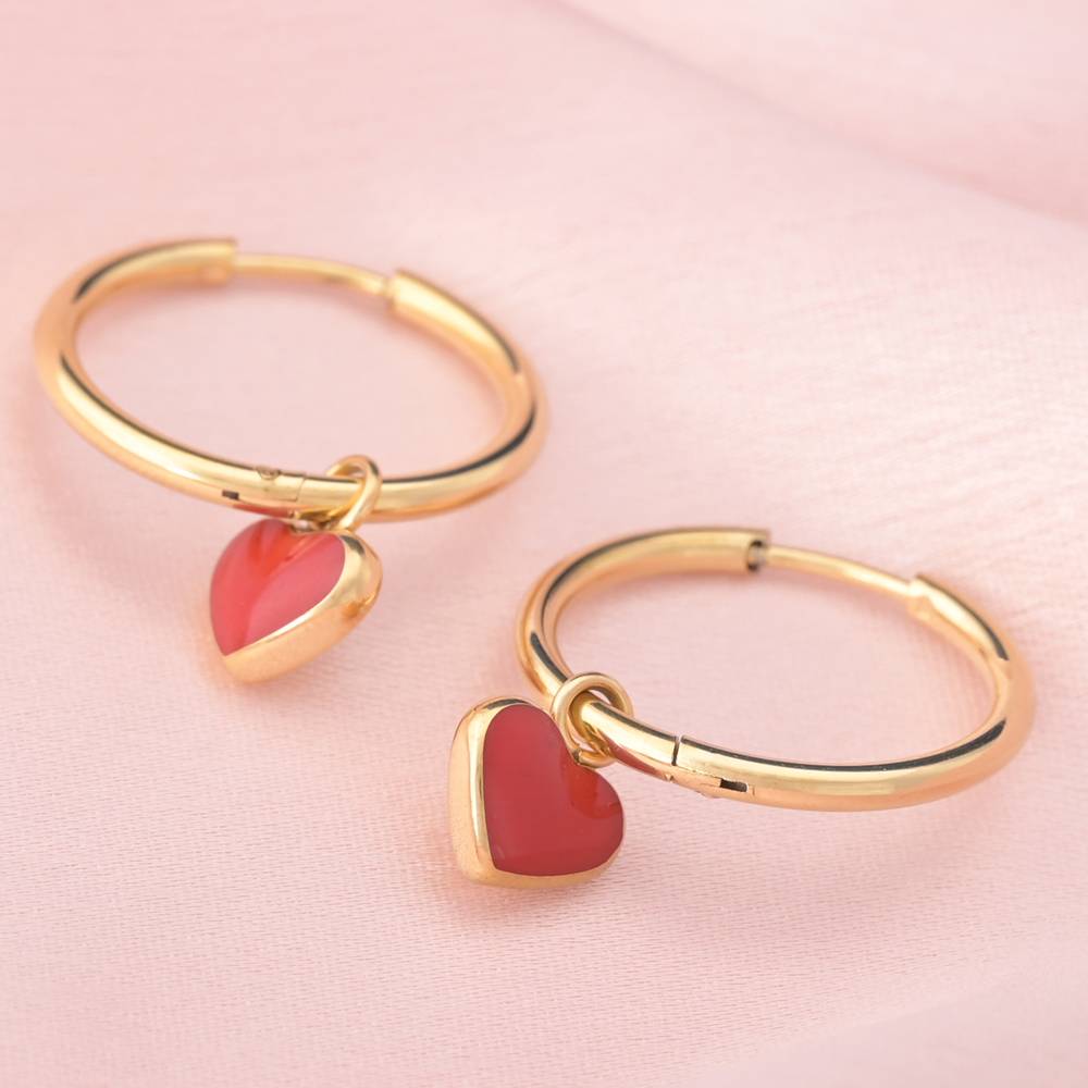 Red Heart Dangle Earrings : ER180