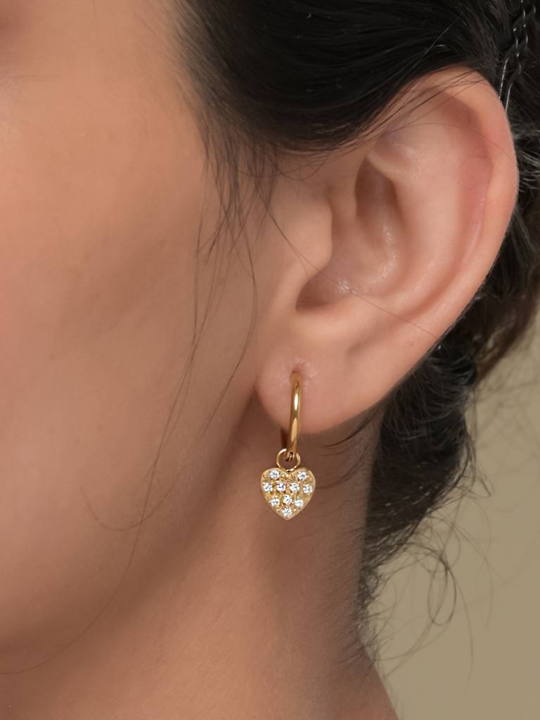 Glittering Heart Hoop Earrings : ER185