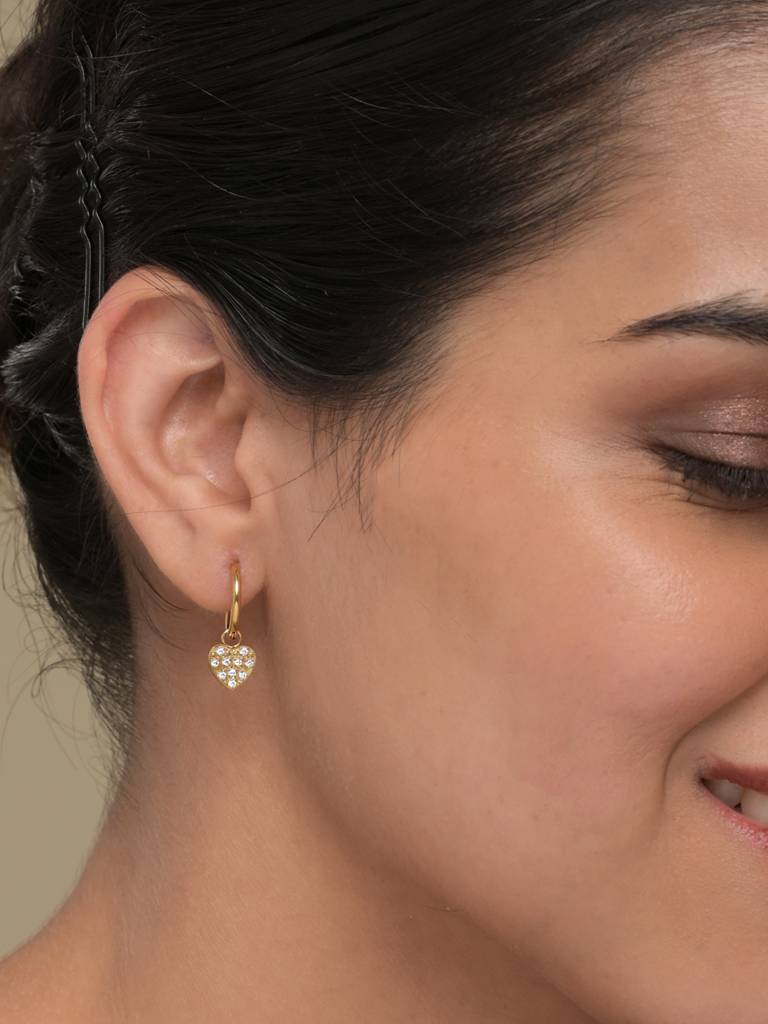 Glittering Heart Hoop Earrings : ER185