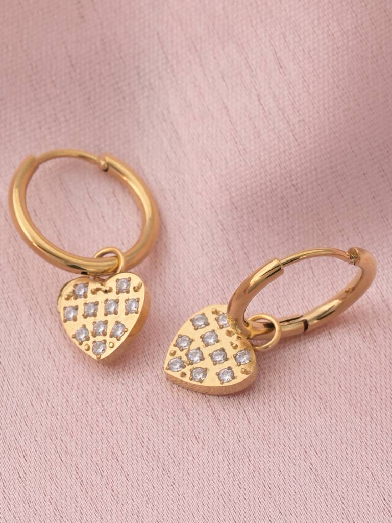 Glittering Heart Hoop Earrings : ER185