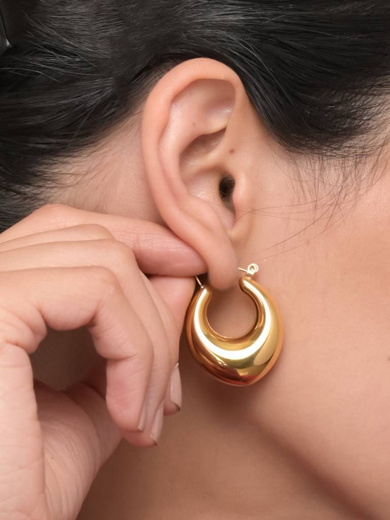 Women'S Stainless Steel Drop Hoop Earrings : ER198