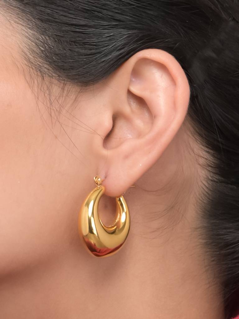 Women'S Stainless Steel Drop Hoop Earrings : ER198