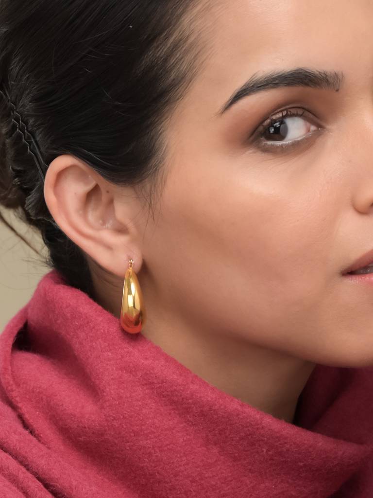 Women'S Stainless Steel Drop Hoop Earrings : ER198