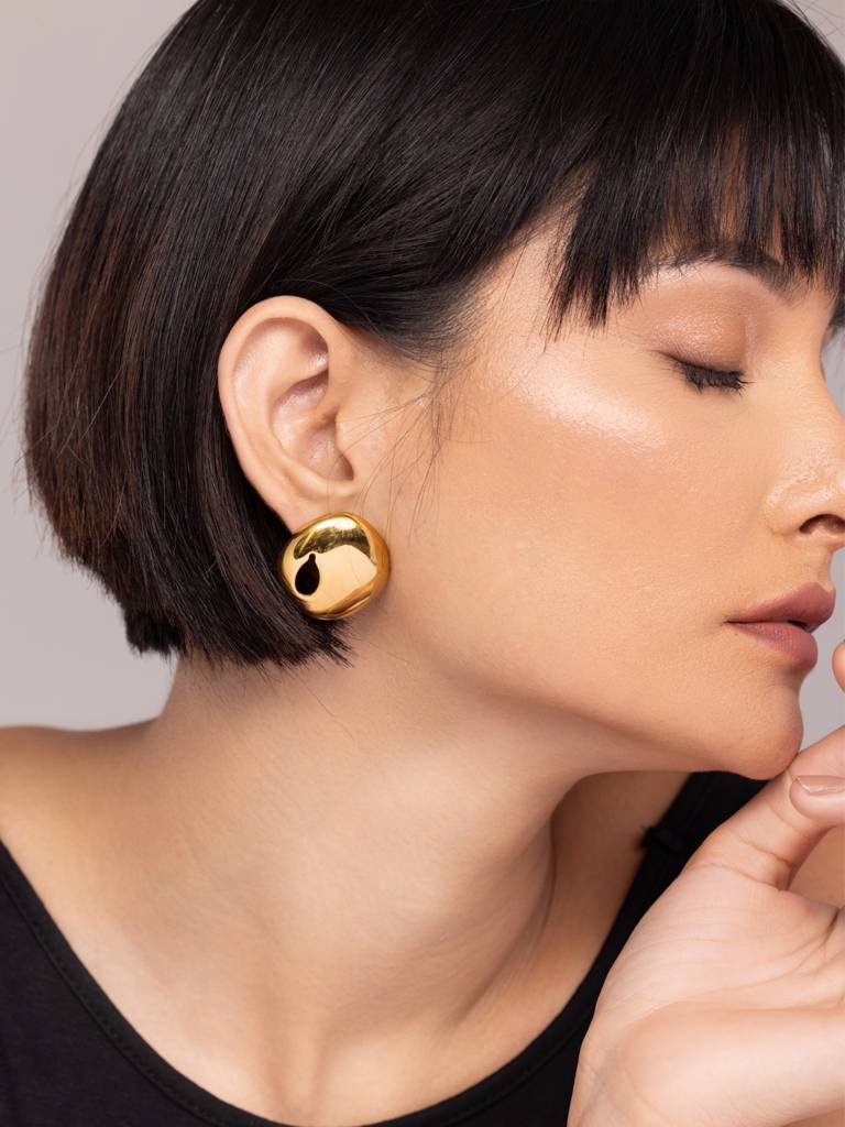 Square Stainless Steel Cuff Link Stud Earrings : ER202