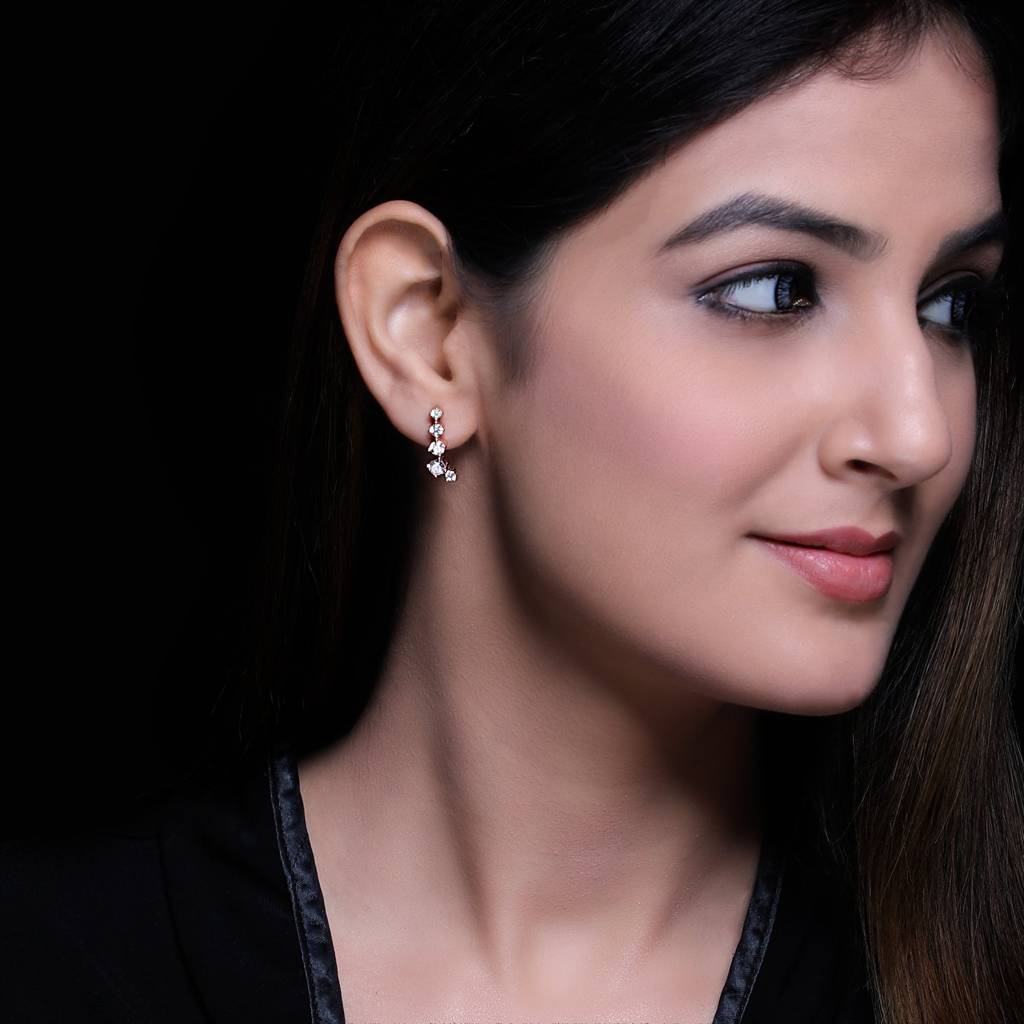 925 Silver Rosegold Sparkling Constellation Earrings : ER0209