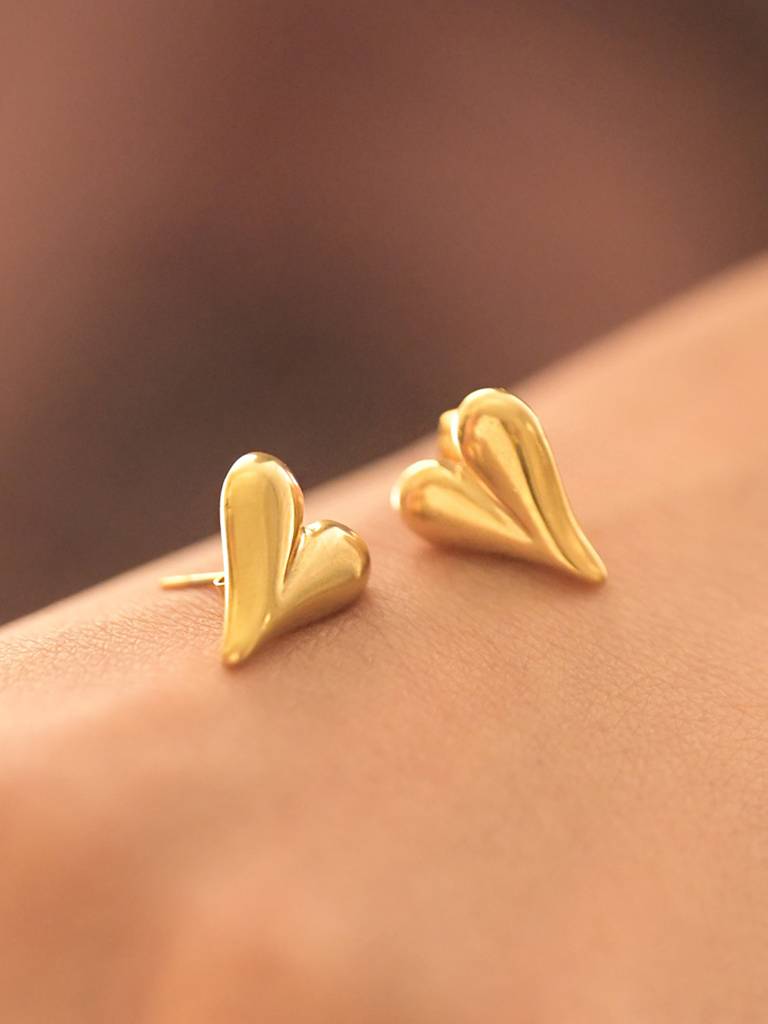 Golden Heart Thump Earrings : ER210