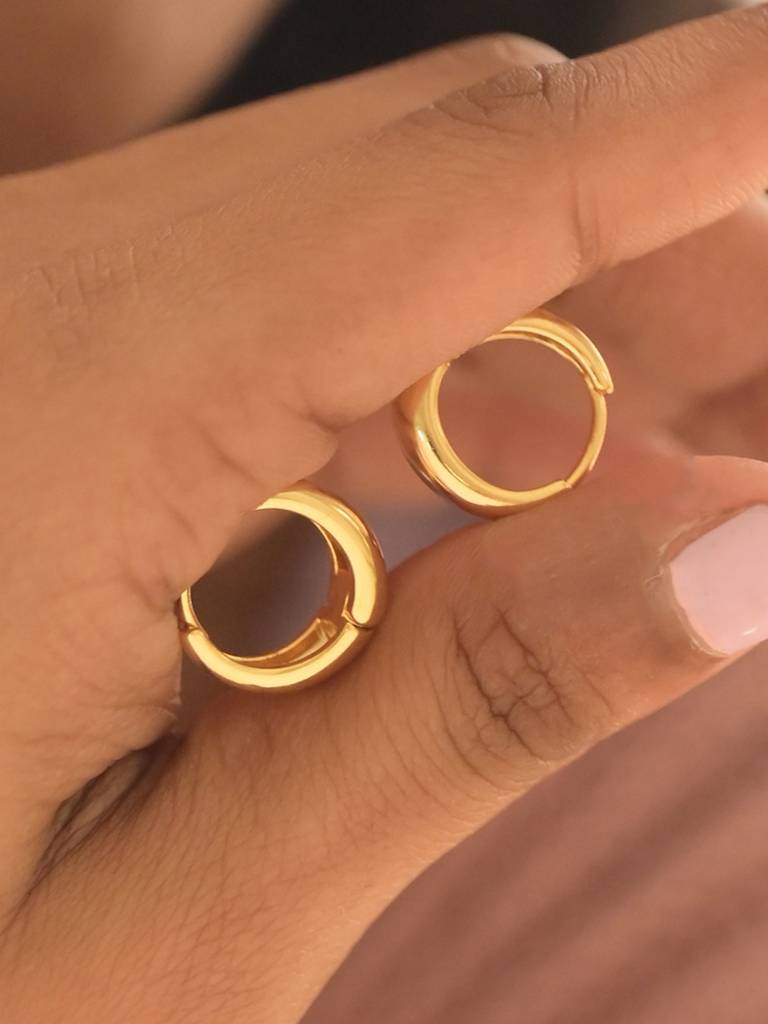 Golden Crescent Hoop Earrings : ER211