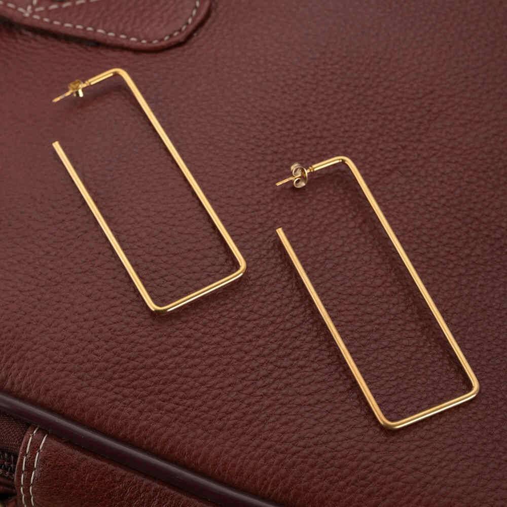 Women'S Stainless Steel Rectangular Hoops : ER212