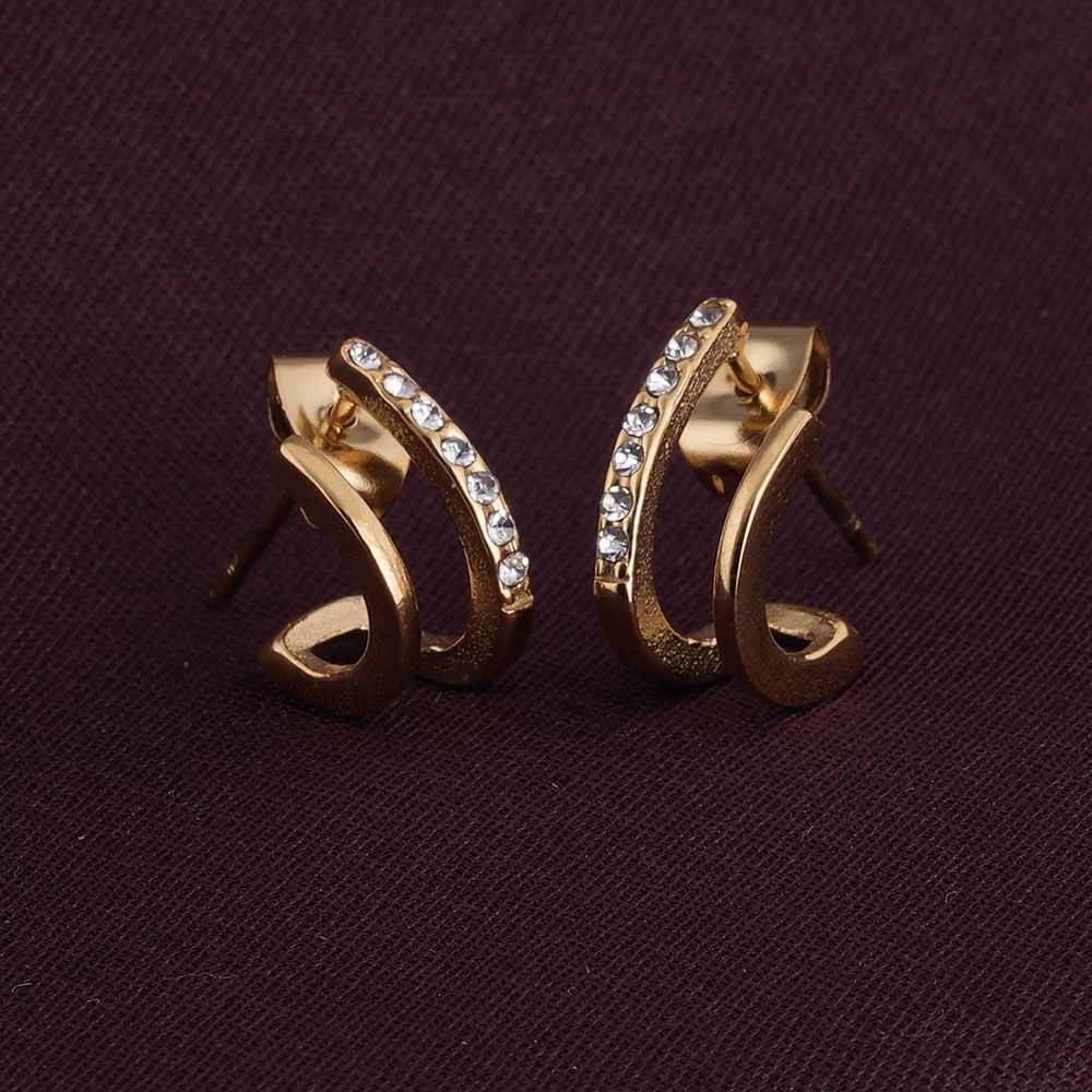 Crystal Curve Earrings For Womens Waterproof & Anti-Tarnish : ER233