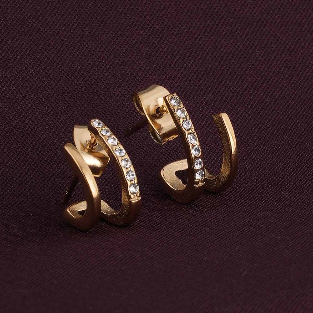 Crystal Curve Earrings For Womens Waterproof & Anti-Tarnish : ER233