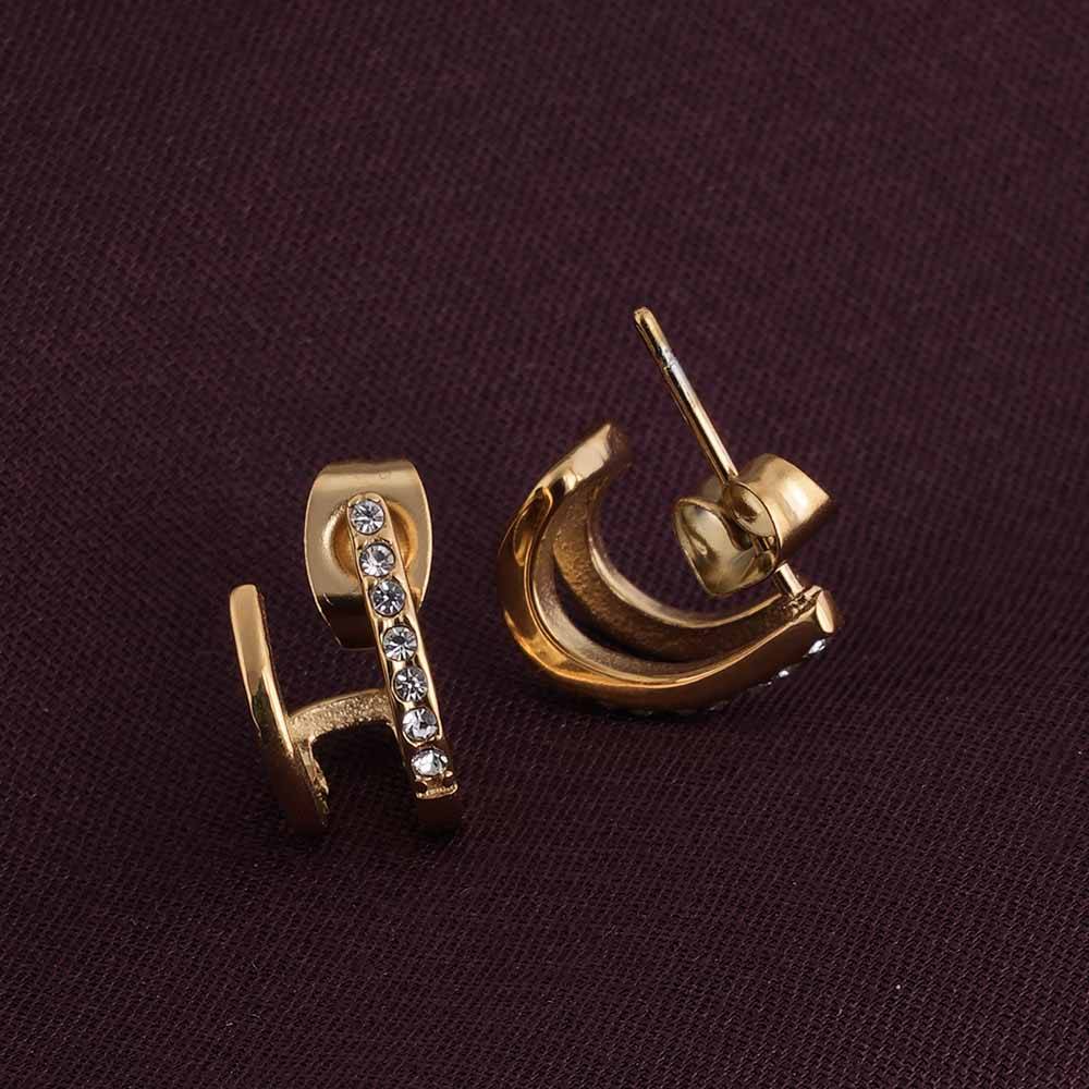 Crystal Curve Earrings For Womens Waterproof & Anti-Tarnish : ER233