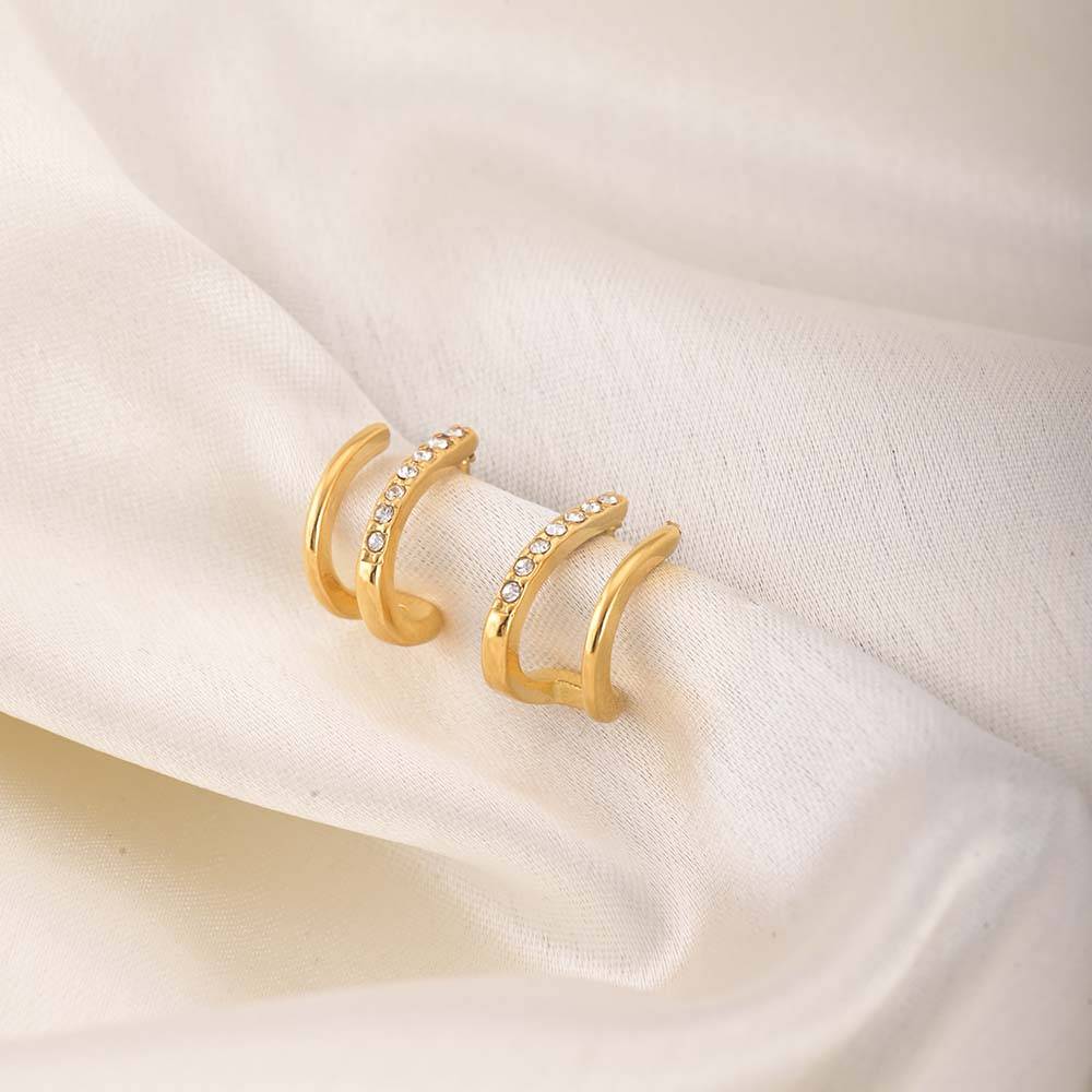 Crystal Curve Earrings For Womens Waterproof & Anti-Tarnish : ER233