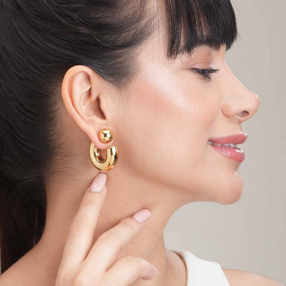 Modern Muse Hoops For Womens Waterproof & Anti-Tarnish : ER237-G