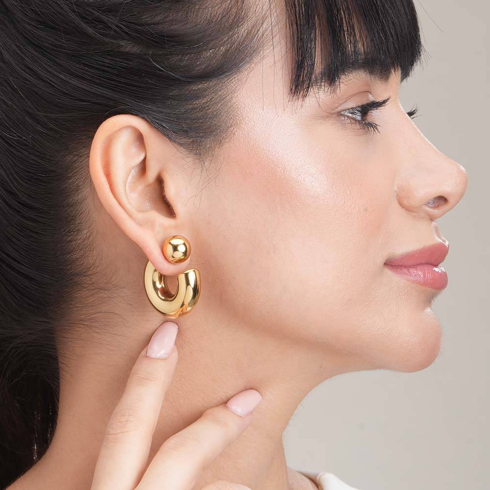 Modern Muse Hoops For Womens Waterproof & Anti-Tarnish : ER237-G