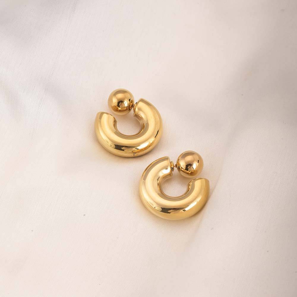 Modern Muse Hoops For Womens Waterproof & Anti-Tarnish : ER237-G