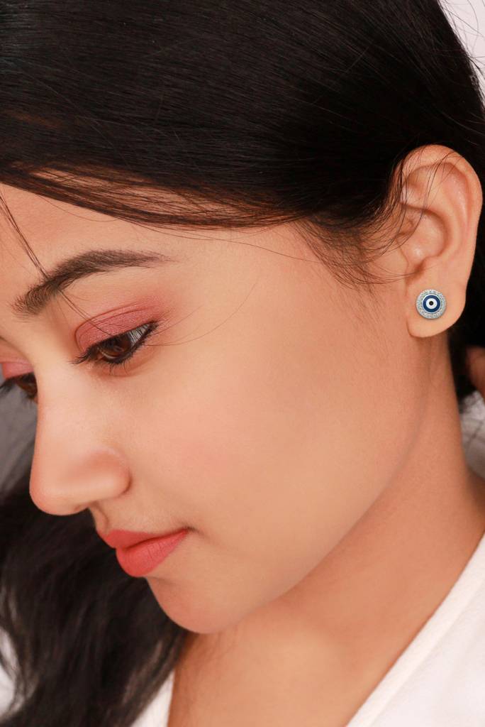 Silberry 925 Sterling Silver Blue Evil Eye Stud : ER2416