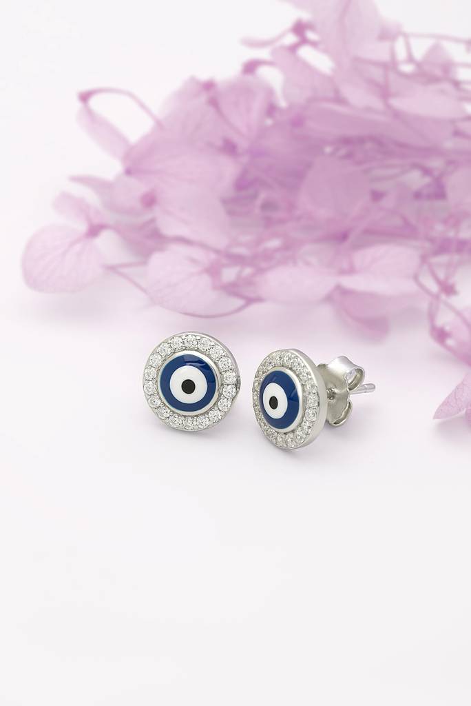 Silberry 925 Sterling Silver Blue Evil Eye Stud : ER2416