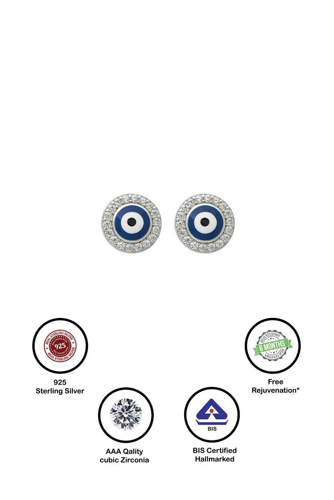 Silberry 925 Sterling Silver Blue Evil Eye Stud : ER2416