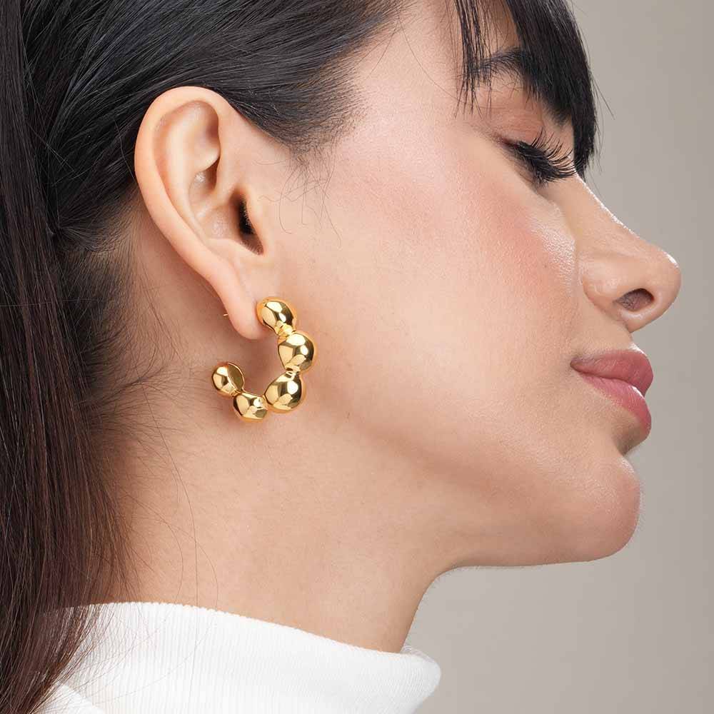 Fusion Hoop Earrings For Womens Waterproof & Anti-Tarnish : ER241