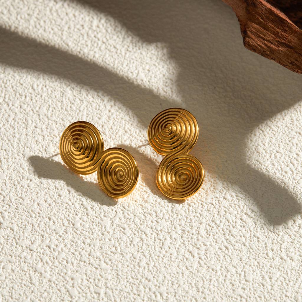 Gilded Coil Earrings For Womens Waterproof & Anti-Tarnish : ER252