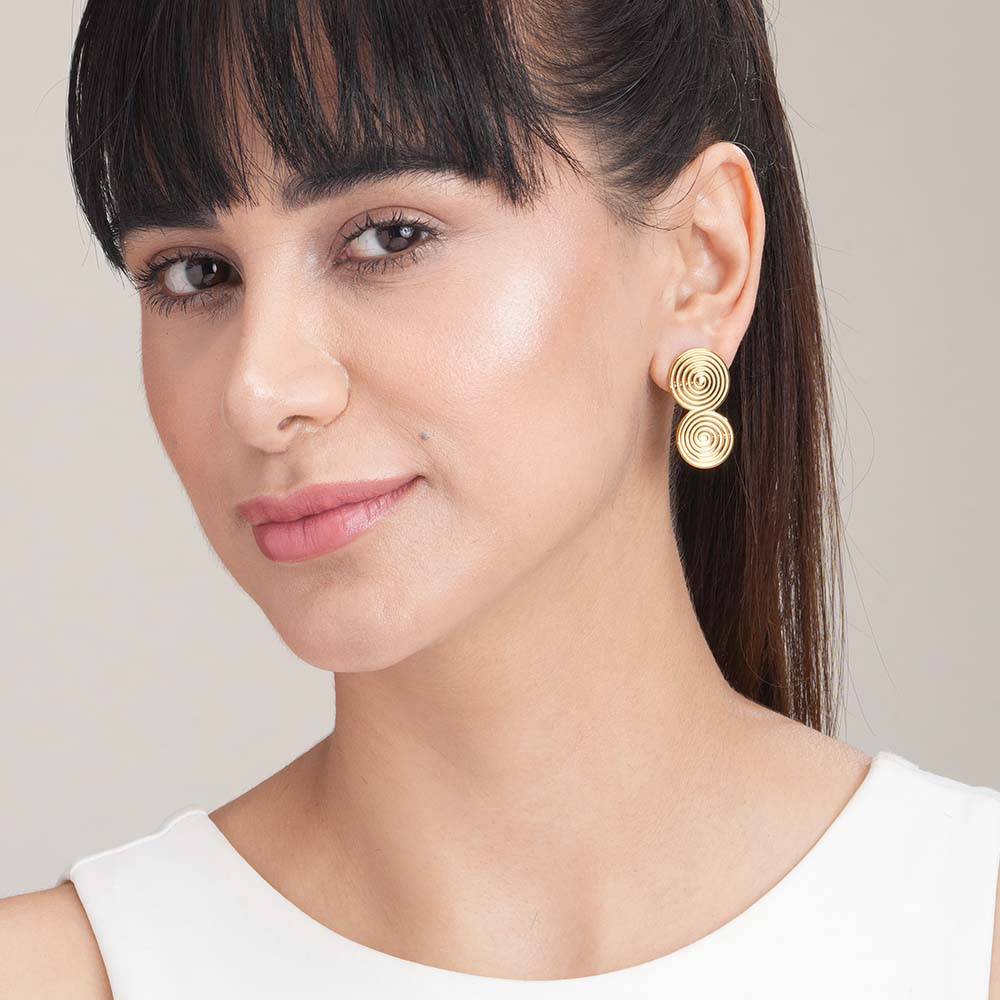 Gilded Coil Earrings For Womens Waterproof & Anti-Tarnish : ER252