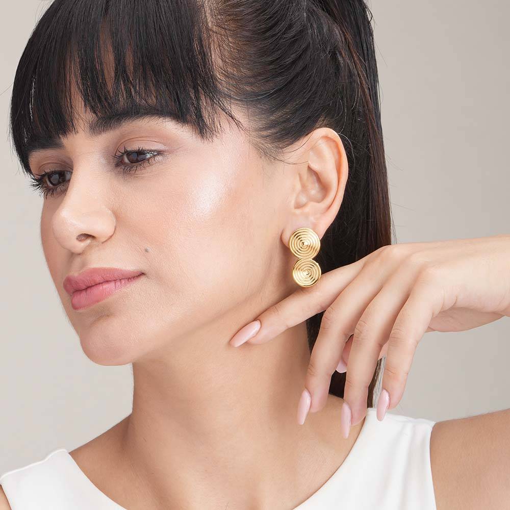 Gilded Coil Earrings For Womens Waterproof & Anti-Tarnish : ER252