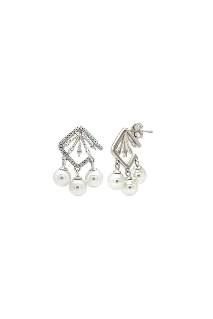 Silberry 925 Sterling Silver Pearl Swirl Earrings : ER2566