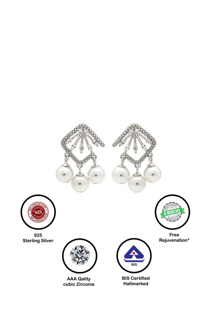 Silberry 925 Sterling Silver Pearl Swirl Earrings : ER2566